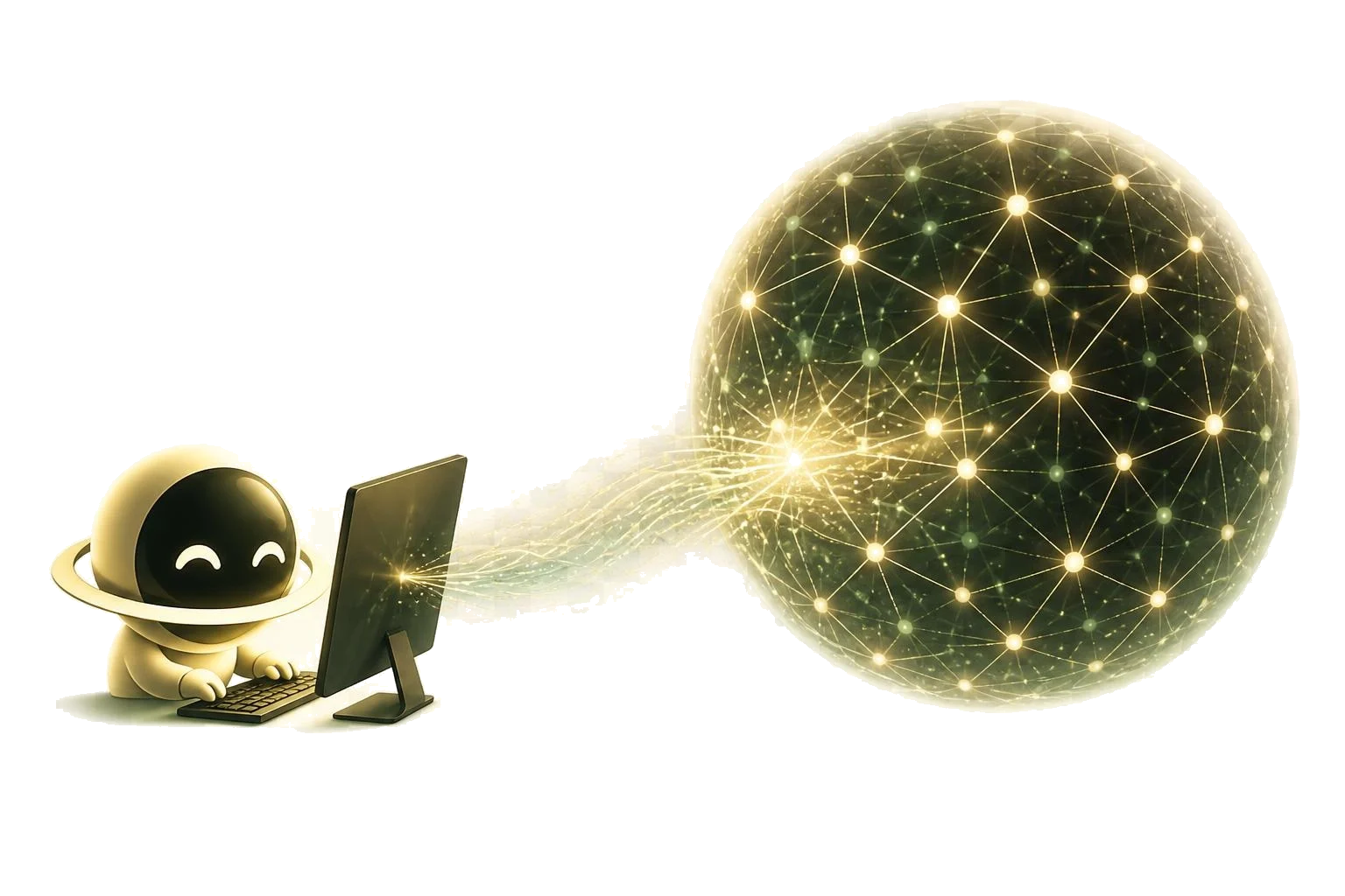 ATLAS usando su computadora y generando su orbe de inteligencia